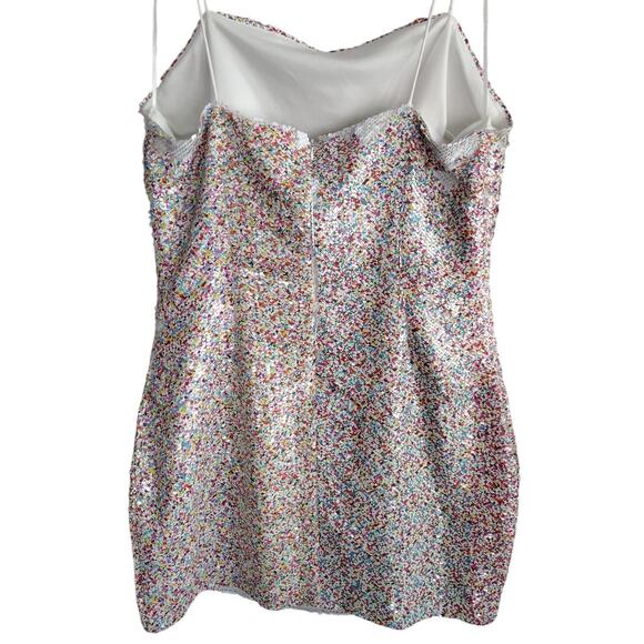 Endless Rose NEW Reversible Sequin White & Rainbow Confetti Mini Dress Large - Picture 8 of 16